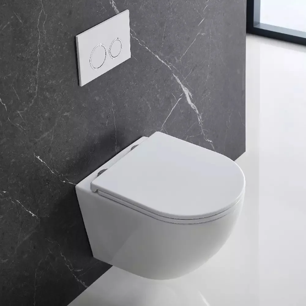 Set de instalare: Ramă pentru instalare WC Grohe Rapid SL 38772001, clapeta actionare inclusa Brushed Warm Sunset + Vas WC suspendat Devit Flow cu capac Soft-Close Vortex Flush DFL0460111W
