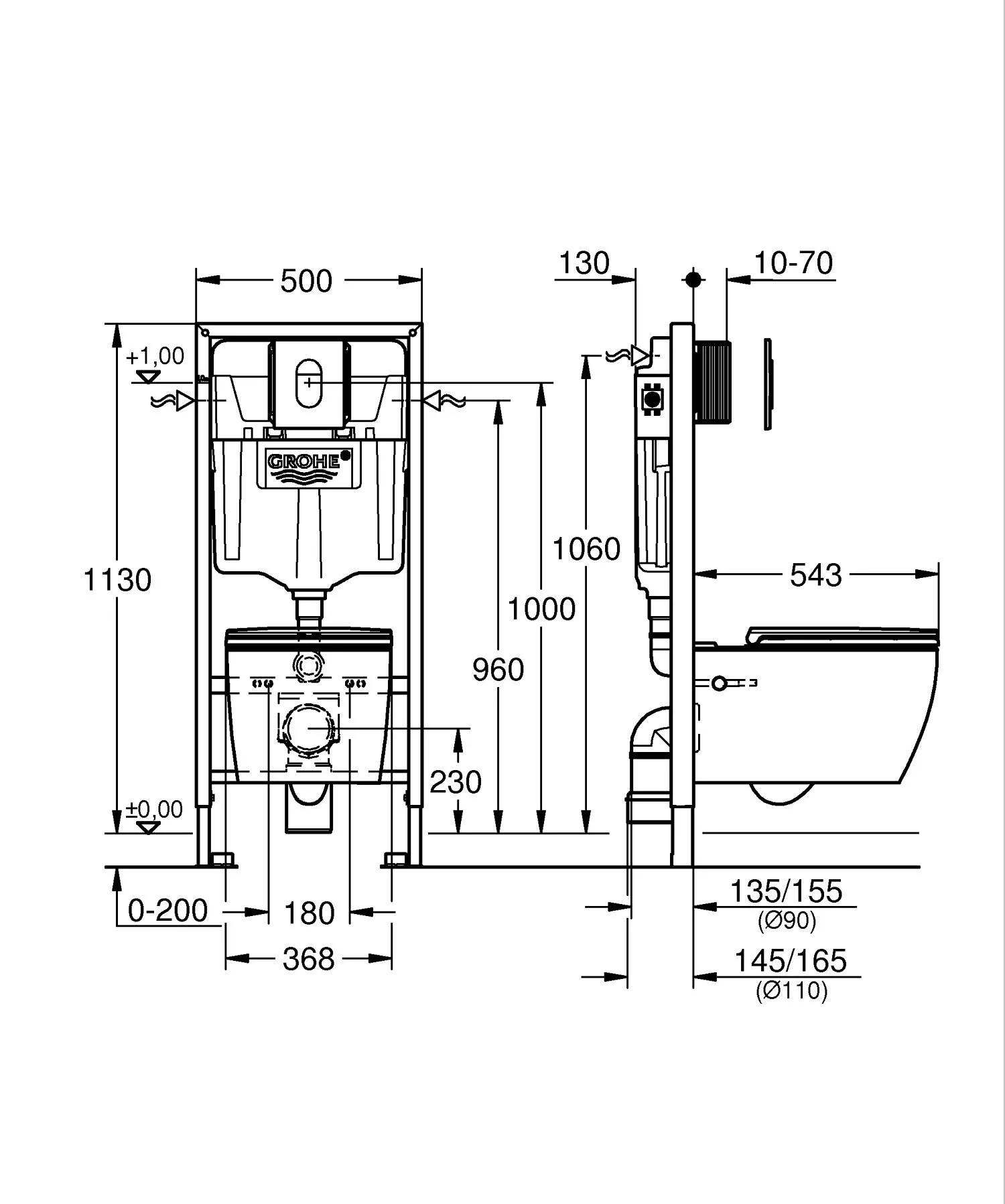 Set Grohe Solido: instalație încastrată, rezervor încastrat, placă de acționare, vas WC suspendat și capac WC cu închidere lentă Soft Close (102514SH00).