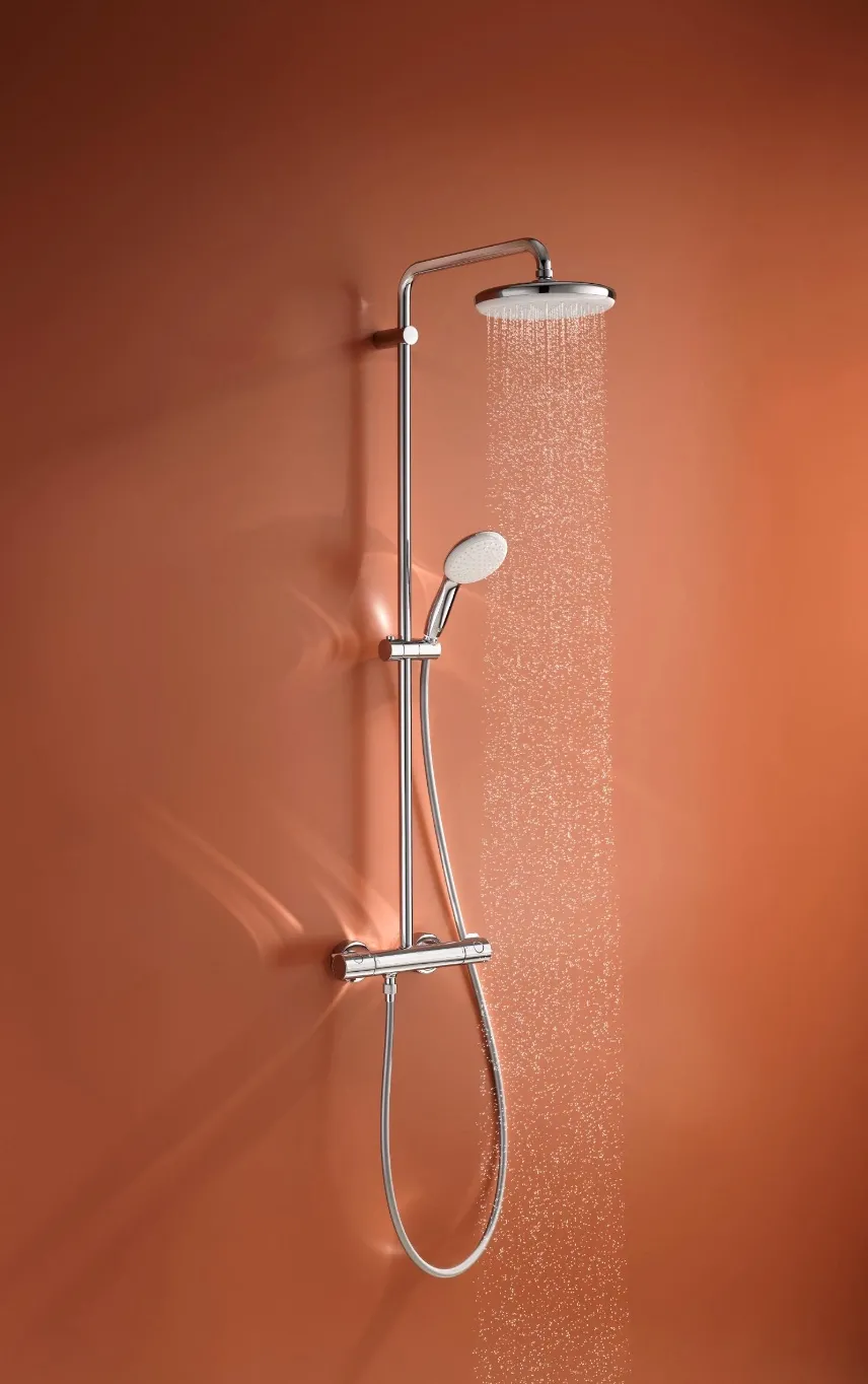 Set sistem de duș cu montaj pe perete Grohe Tempesta System 210 cu baterie termostatică, duș fix și duș de mână (26811001)