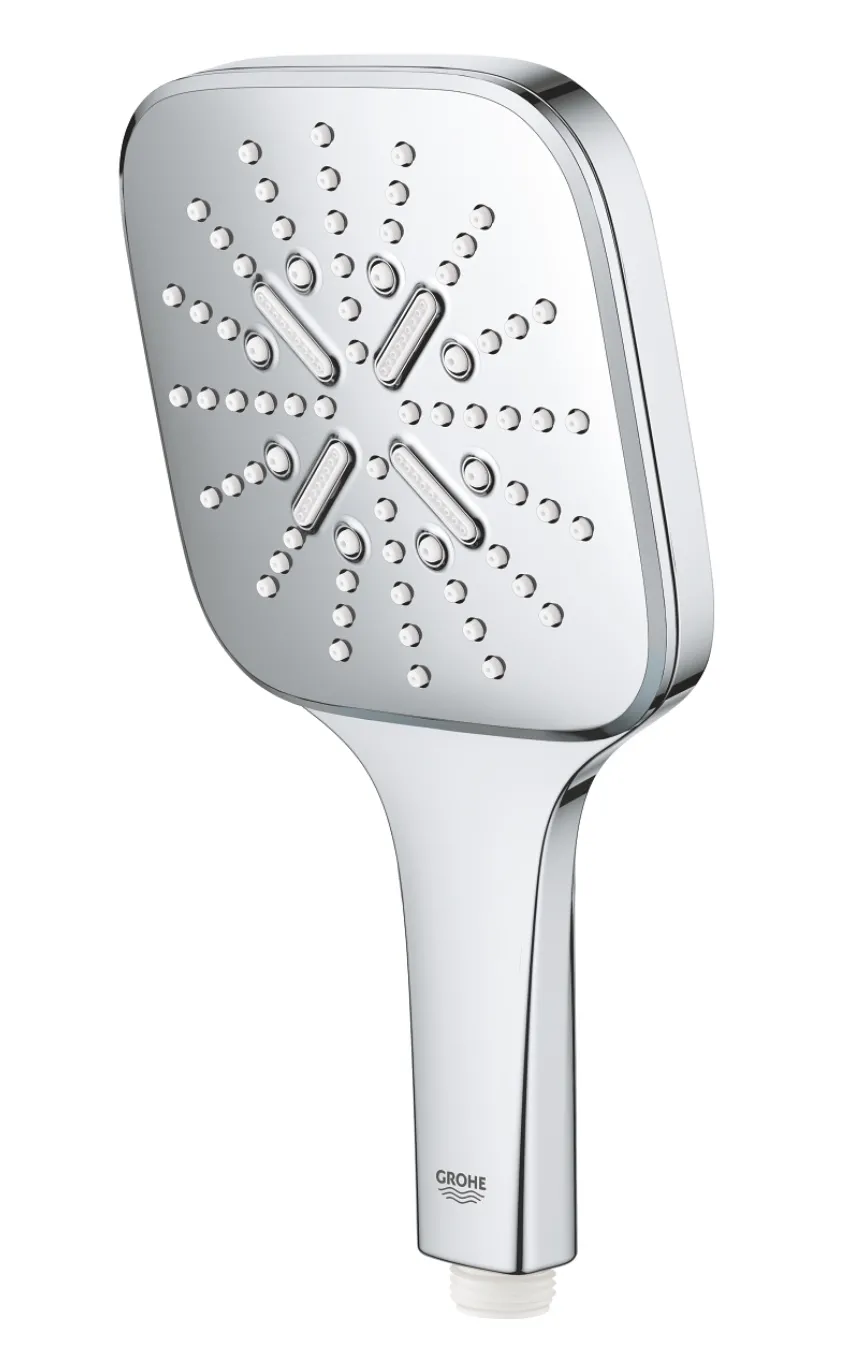 Set sistem de duș cu montaj pe perete Grohe Rainshower SmartActive Cube 310 cu baterie termostatică, duș fix Rainshower SmartActive Cube 310 și duș de mână Rainshower SmartActive Cube 130 (26649000)
