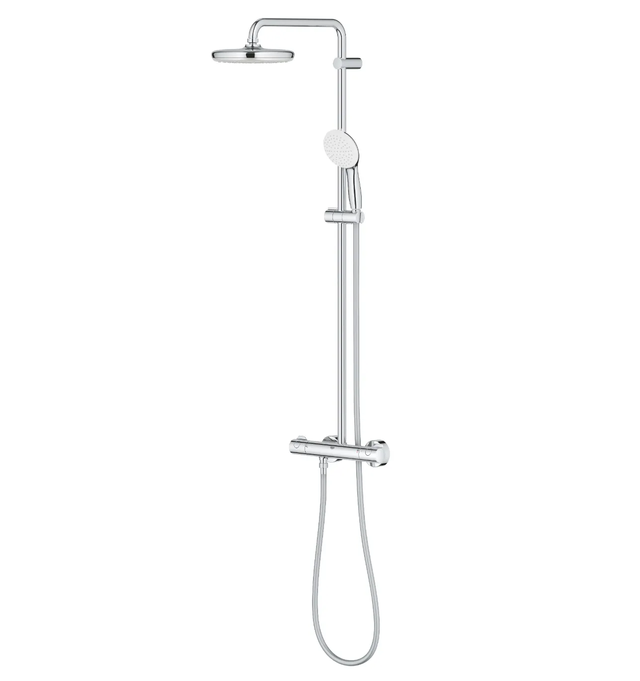 Set sistem de duș cu montaj pe perete Grohe Tempesta System 210 cu baterie termostatică, duș fix și duș de mână (26811001)