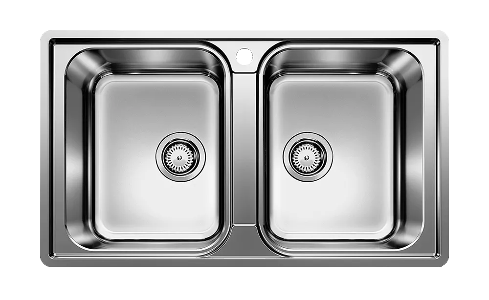 Chiuvetă de bucătărie din inox Blanco Lemis 8-IF (Inox periat), 2 cuve, margine plată IF