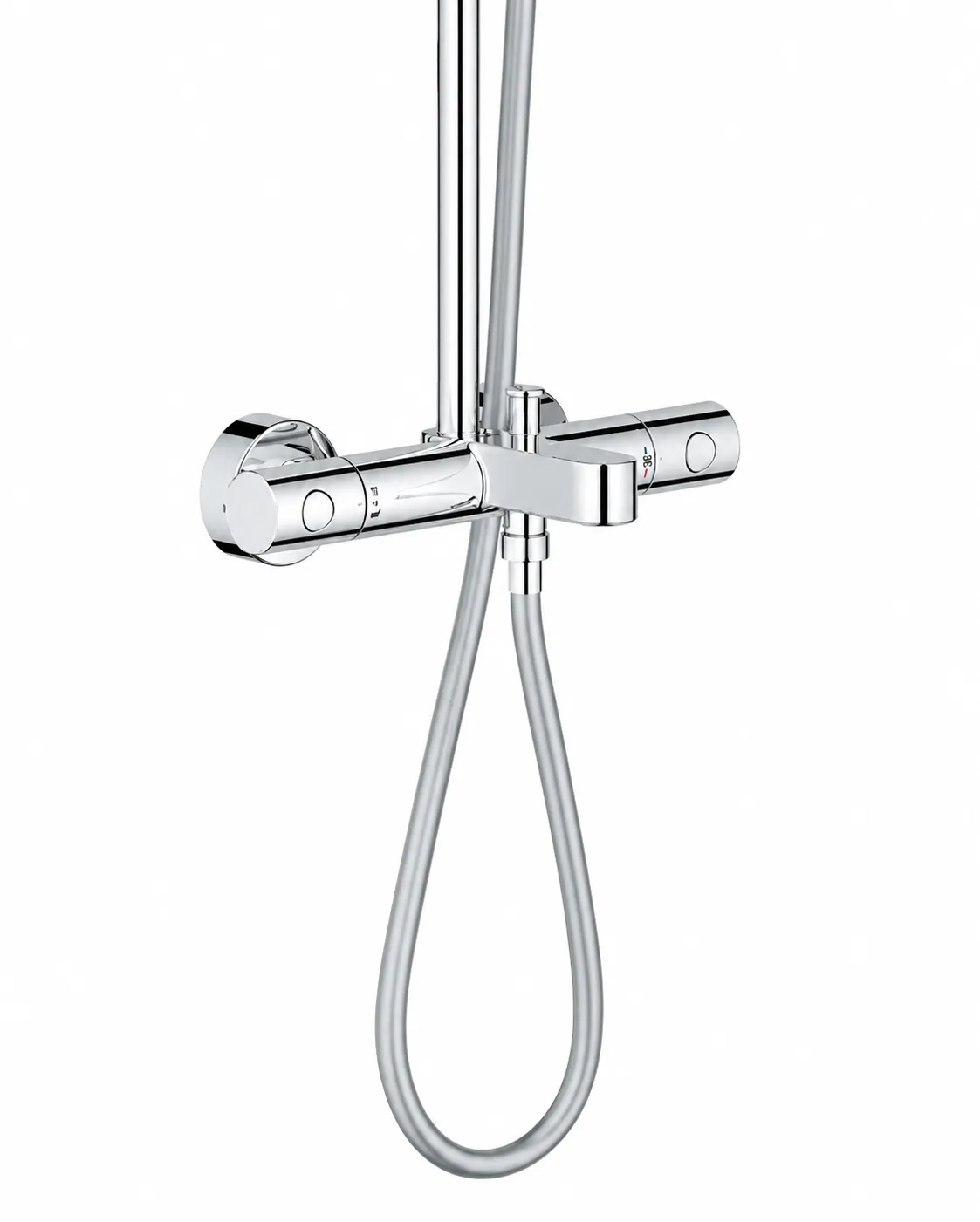 Set sistem de duș cu montaj pe perete Grohe Tempesta System 250 Cube cu baterie termostatică, duș fix și duș de mână pentru cadă (26691001)