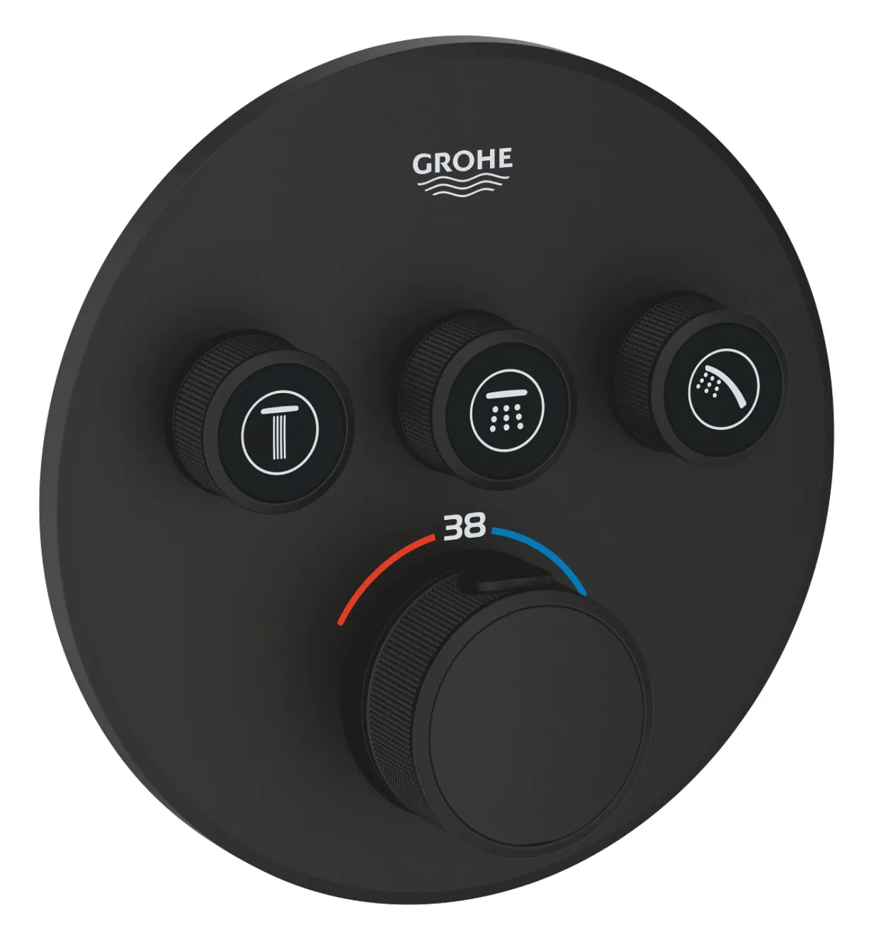 Set sistem de dus incastrat Grohe Grohtherm SmartControl cu baterie termostatica , dus fix Tempesta 250 si dus de mana Phantom Black UA26415SC10