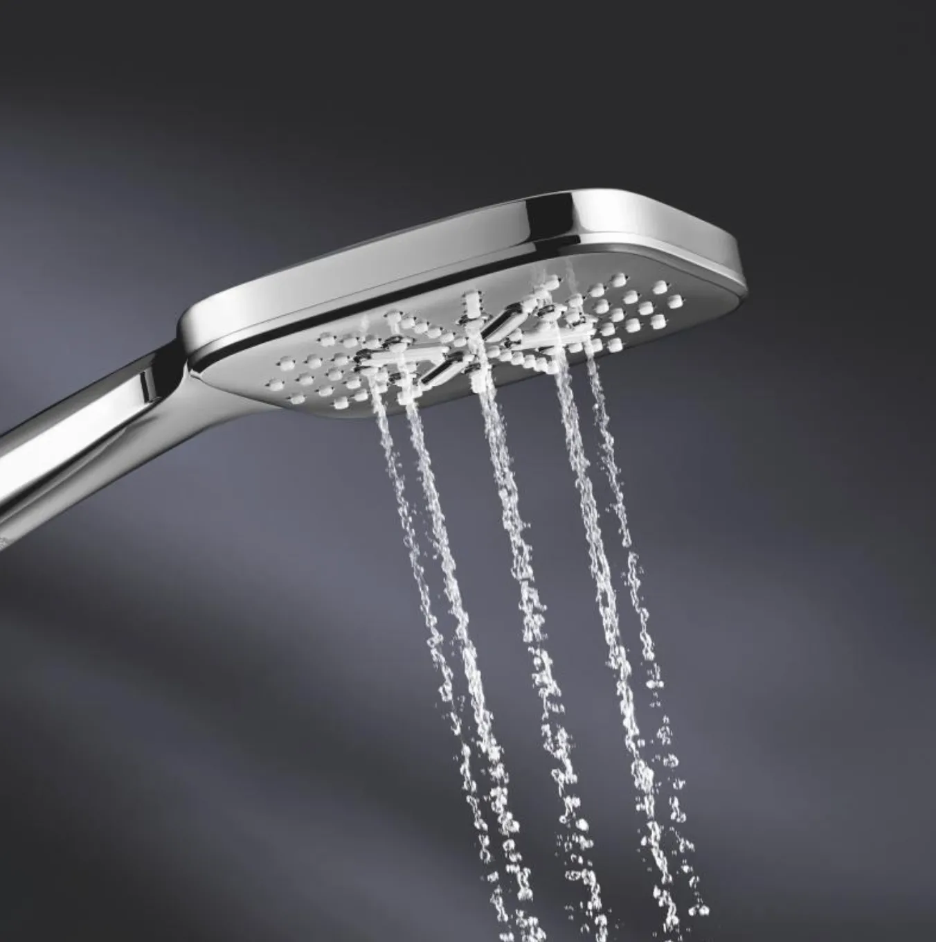 Set sistem de duș cu montaj pe perete Grohe Rainshower SmartActive Cube 310 cu baterie termostatică, duș fix Rainshower SmartActive Cube 310 și duș de mână Rainshower SmartActive Cube 130 (26649000)
