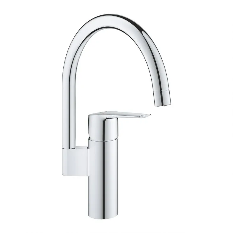 Baterie monocomandă pentru chiuvetă de bucătărie Grohe QuickFix Start (30469000) cu pipă pivotantă, crom