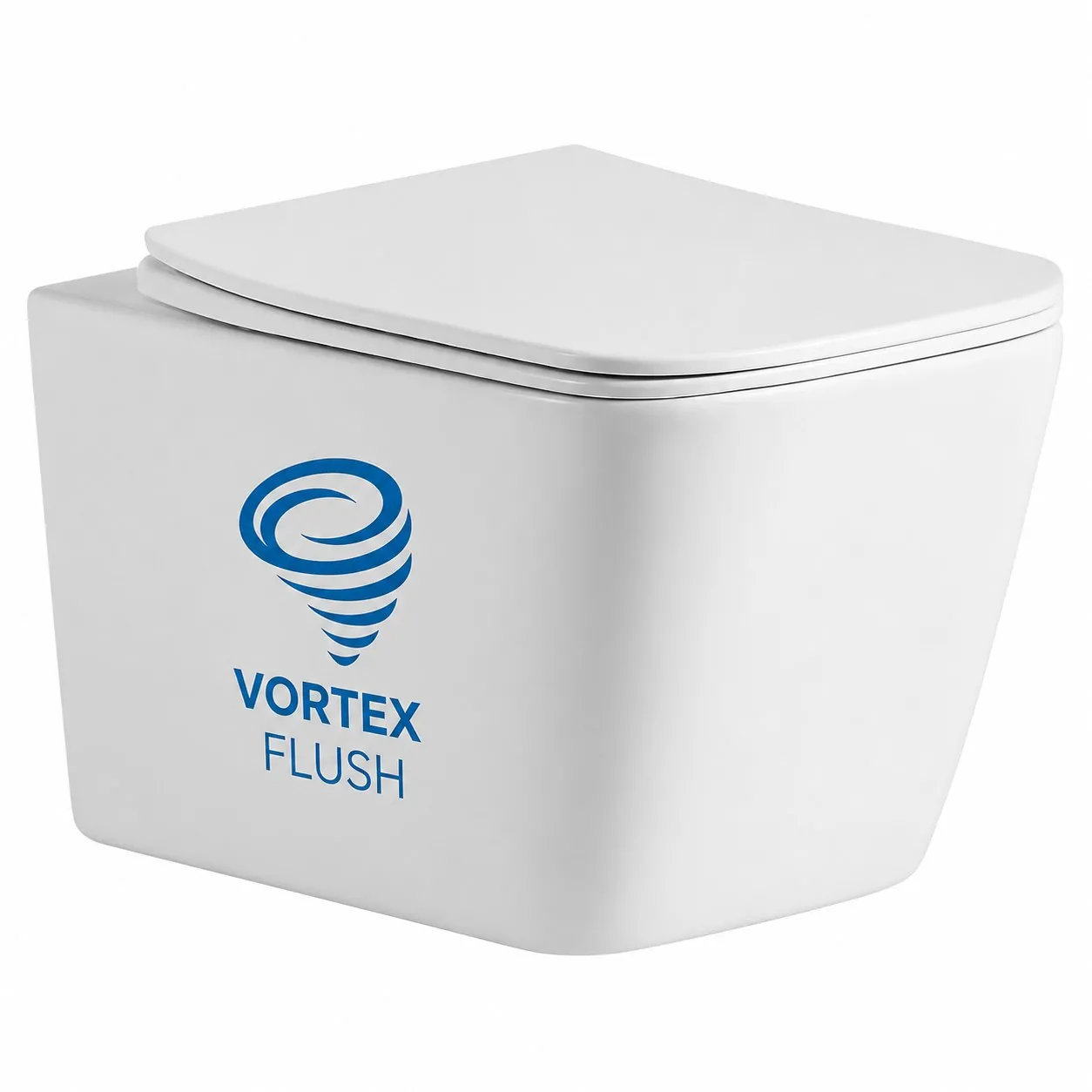 Vas WC suspendat rimless Devit Balance Square DBS71051111W cu capac Soft-Close și sistem de spălare Vortex Flush, alb lucios