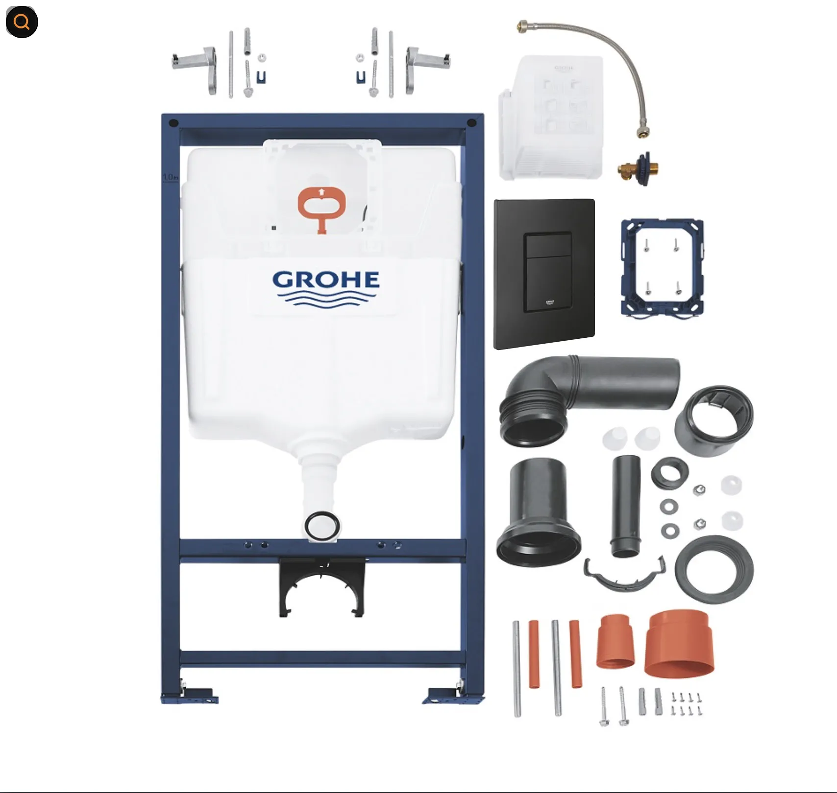 Set de instalare: Sistem de instalare Grohe SOLIDO pentru vasul de toaletă suspendat 3 in1 38811KF0 + Vas WC suspendat Devit Flow  495x365x365 mm cu capac Soft-Close Vortex Flush   alb lucios  DFL0460111W