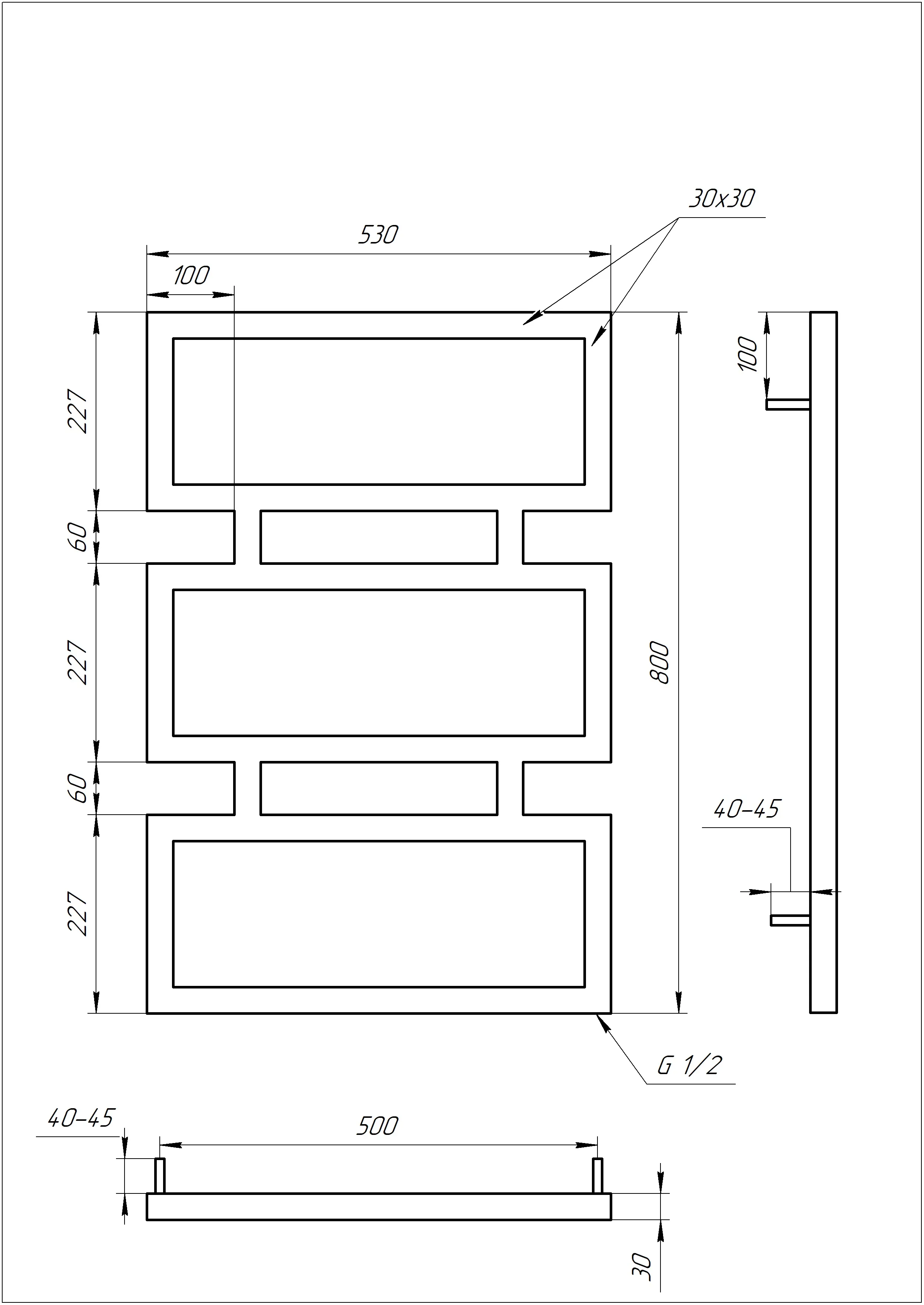 Radiator de prosoape Quattro 800x530/30