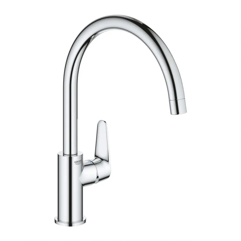 Baterie monocomandă pentru chiuvetă de bucătărie Grohe BauCurve (31231001) cu pipă pivotantă, crom