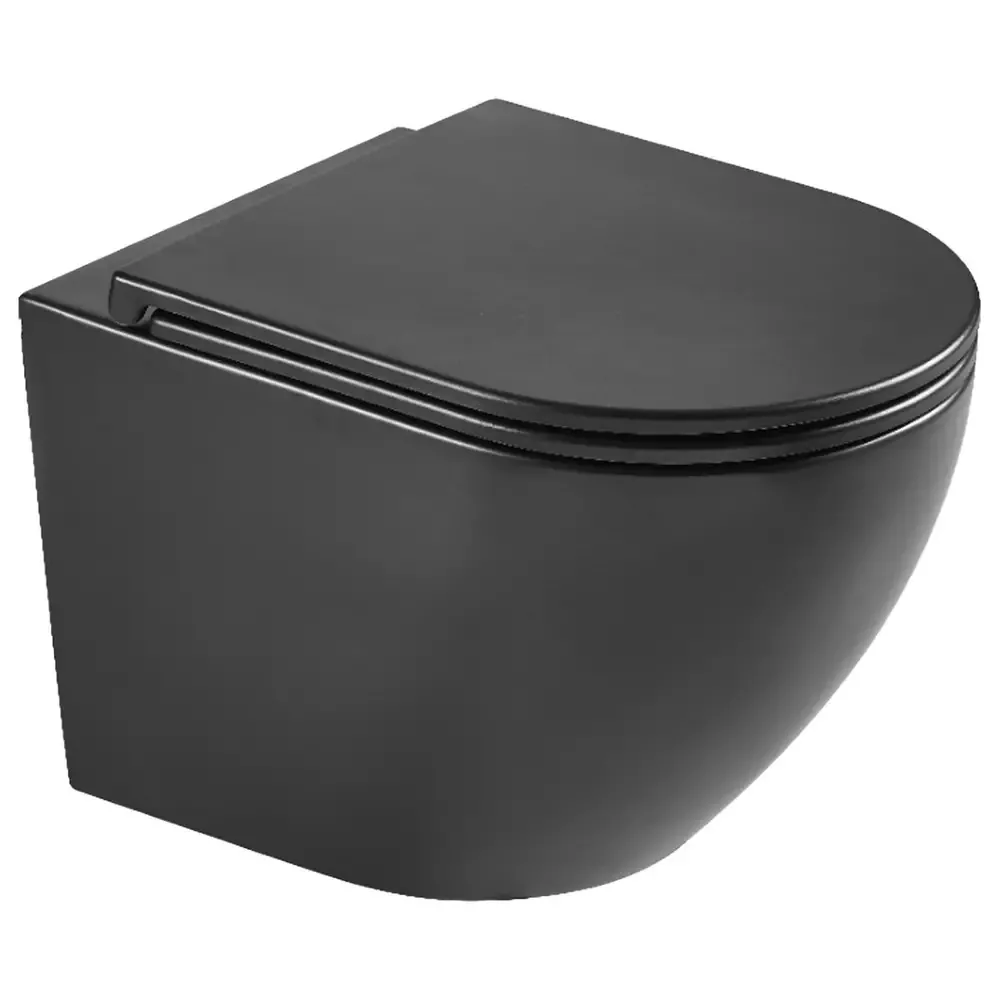 Vas WC suspendat Devit Flow  495x365x365 mm cu capac Soft-Close Vortex Flush   Negru mat  DFL0460111MB