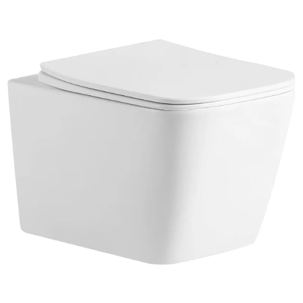 Vas WC suspendat rimless Devit Balance Square DBS71051111W cu capac Soft-Close și sistem de spălare Vortex Flush, alb lucios
