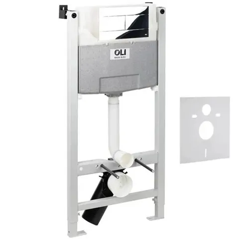 Set de instalare: Ramă pentru instalare WC Oli 80 cu buton de acționare Slim crom și garnitură fonică 586626 + Vas de WC suspendat Devit Harmony 3801082 rimless cu capac Soft Close 
