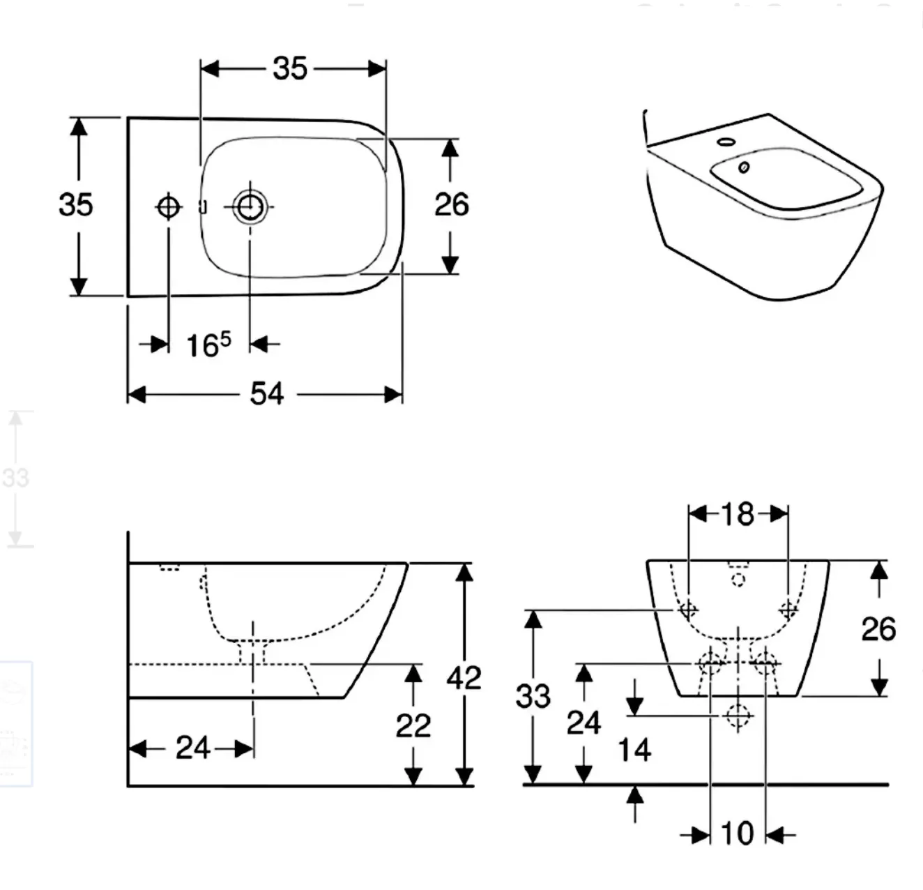 Bideu suspendat Geberit Smyle Square 500.209.01.1