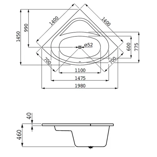 Ванна Laufen Solutions 140x140 Ванна Laufen Solutions 140x140