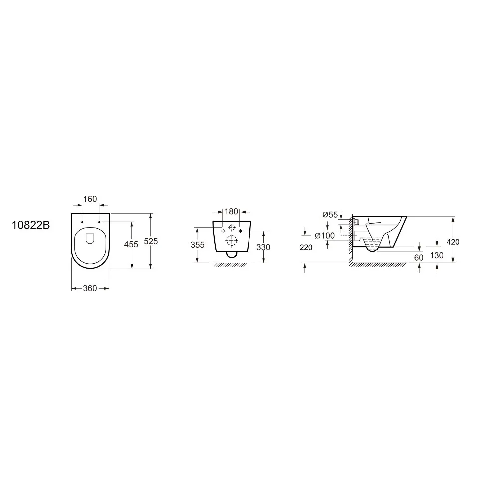 Set de instalare: Ramă pentru instalare WC Oli 80 cu buton de acționare Slim crom și garnitură fonică 586626 + Vas de WC suspendat Devit Harmony 3801082 rimless cu capac Soft Close 
