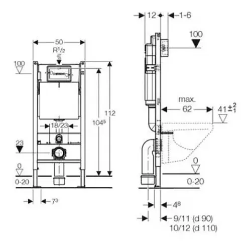 Instalația Geberit Duofix Delta 3 în 1 + Vas WC suspendat Kolo Nova Pro Rimfree + Rezervor de toaletă