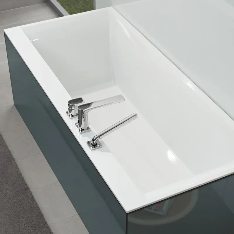 Cada dreptunghiulara Villeroy & Boch Squaro Edge 12, 180 80 cm, Quaryl, incastrabila, alb Alpin, UBQ180SQE2DV-01