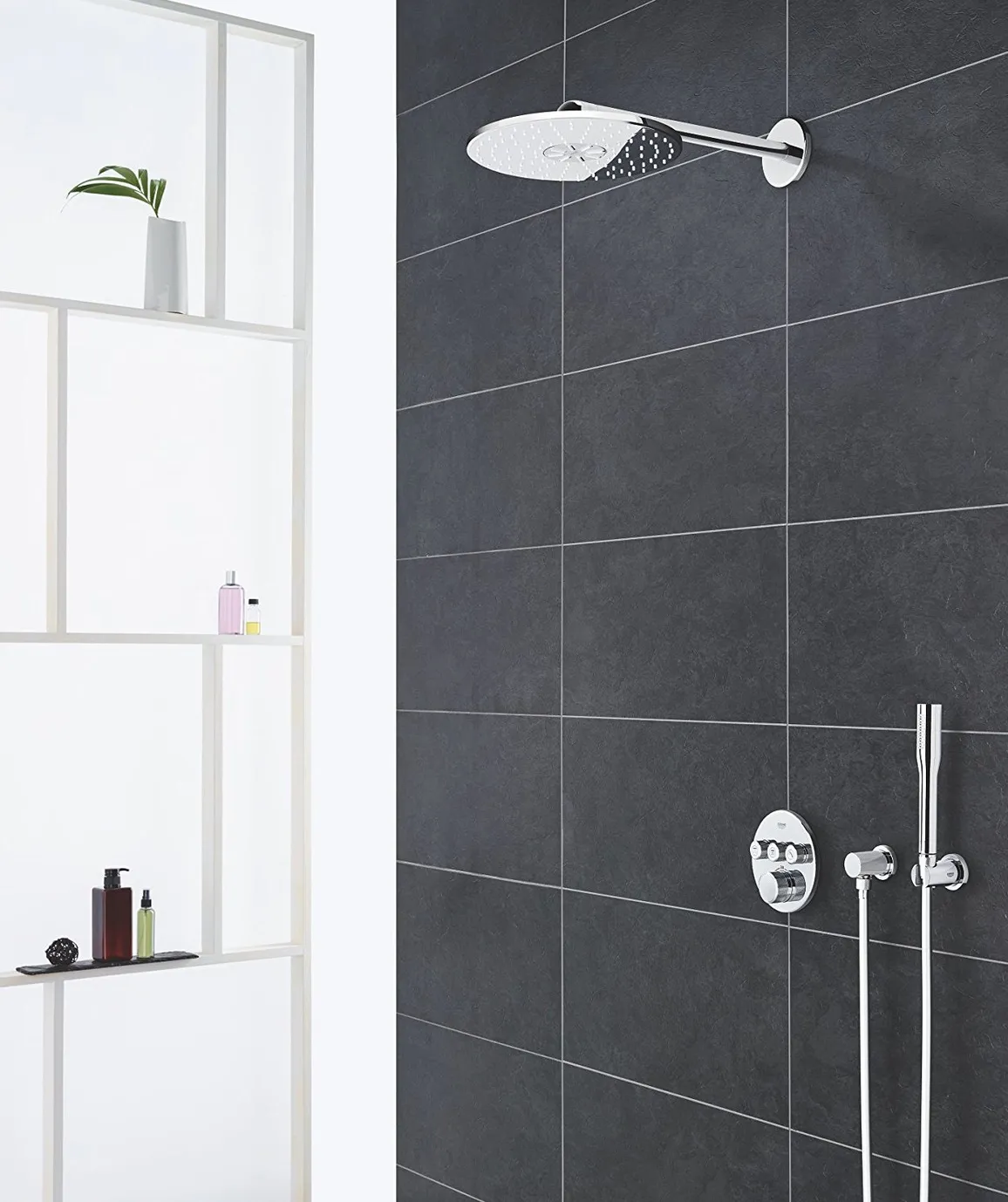 Set sistem de duș încastrat Grohe Grohtherm SmartControl cu baterie termostatică și duș fix Rainshower 310 SmartActive (34705000)