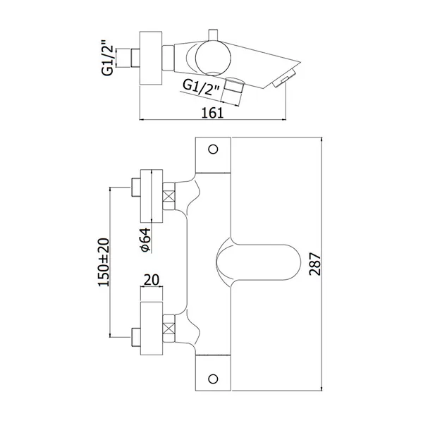 Termostat de baie Paffoni Light, negru mat
