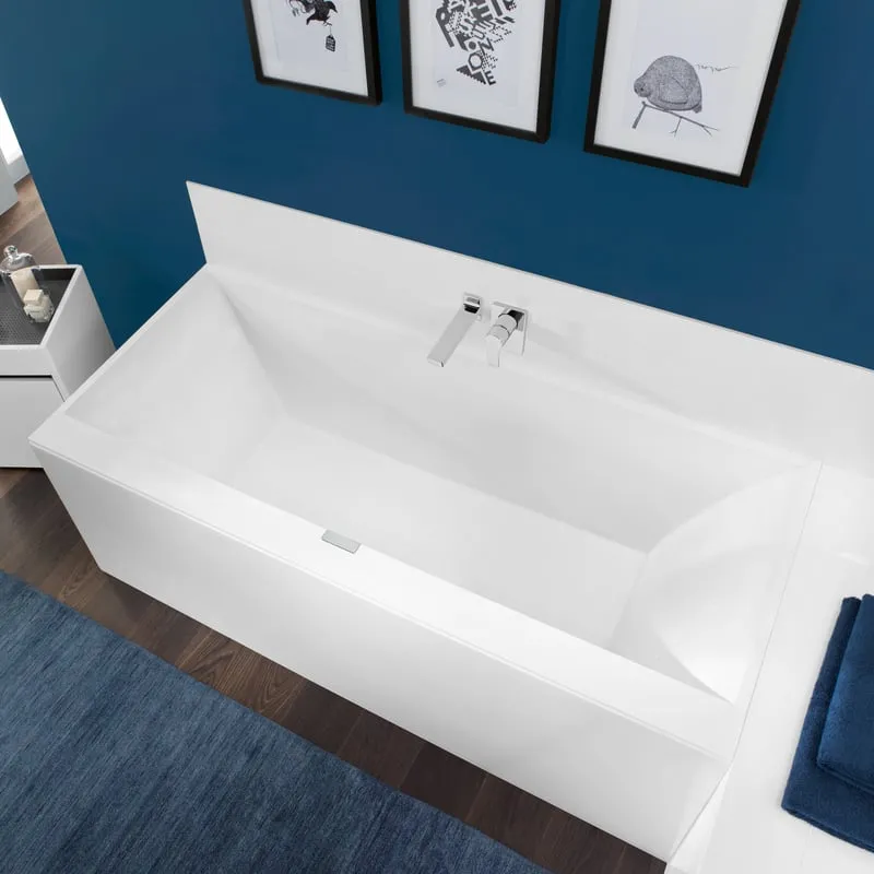 Cada dreptunghiulara Villeroy & Boch Squaro Edge 12, 180 80 cm, Quaryl, incastrabila, alb Alpin, UBQ180SQE2DV-01
