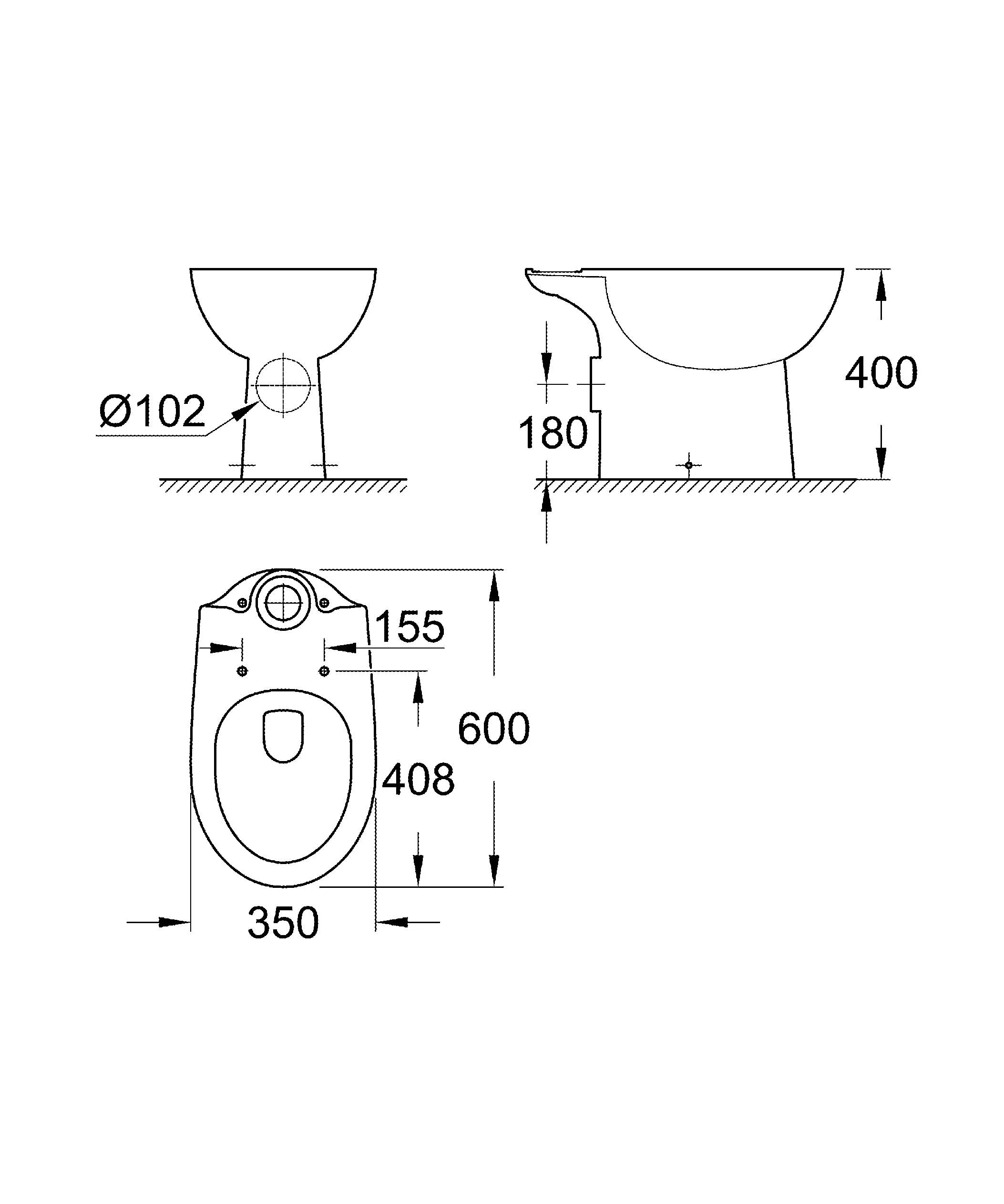 Vas WC de pardoseală GROHE Bau Ceramic (39428000)