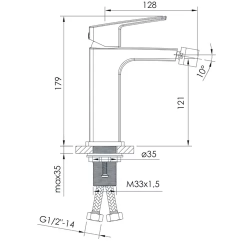 Robinet pentru bideu Imprese Grafiky, crom, 35 mm