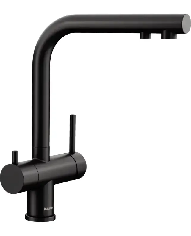 Baterie de bucătărie 3 în 1 Blanco Fontas II RH HP (Negru Mat), pentru filtru de apă, presiune înaltă
