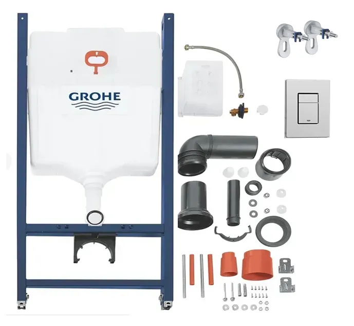 Set de instalare: Ramă pentru instalare WC Grohe Rapid SL 38840000, cu clapeta actionare inclusa + Vas WC suspendat Mixxus Premium STYLE-0301-T1 530х365х370mm cu capac Soft-Close și sistem de spălare Vortex Flush