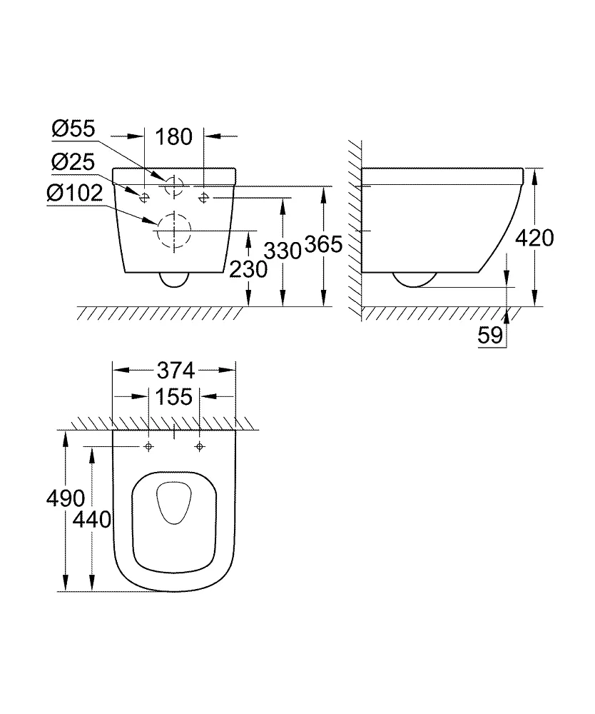 Vas WC suspendat compact GROHE Euro Ceramic (39206000)