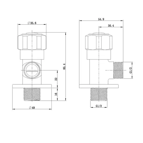  Robinet unghi de viraj de sfert G1/2-G1/2
