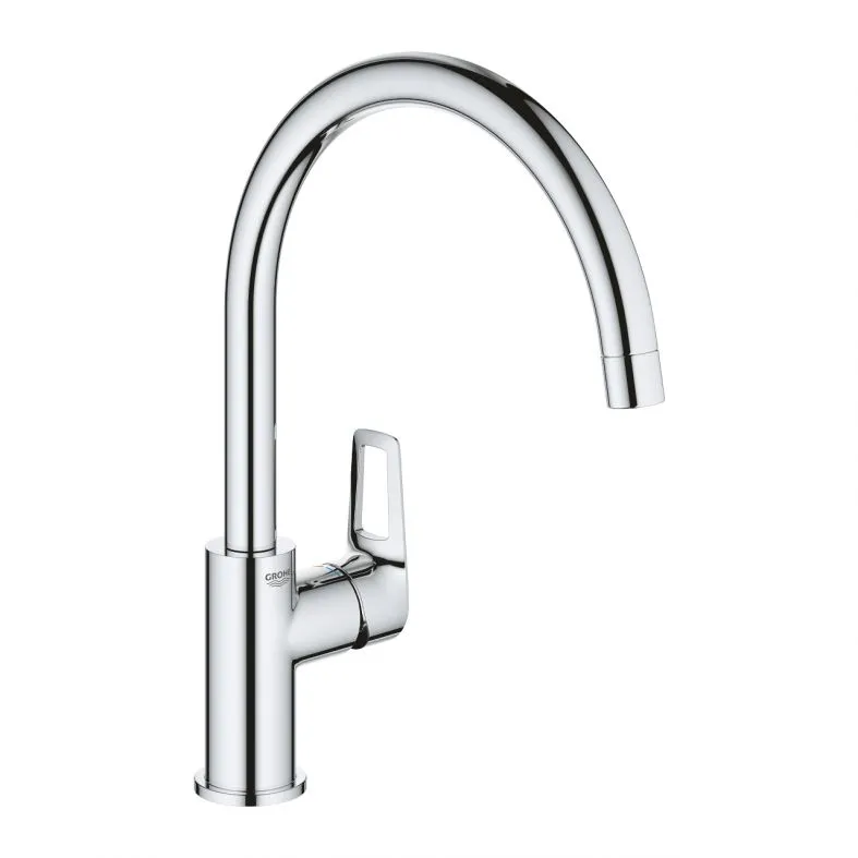Baterie monocomandă pentru chiuvetă de bucătărie Grohe BauLoop (31232001) cu pipă înaltă, crom