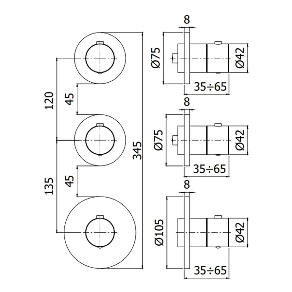 Termostat pentru duș/cadă Paffoni Modular Box 2 funcții, crom