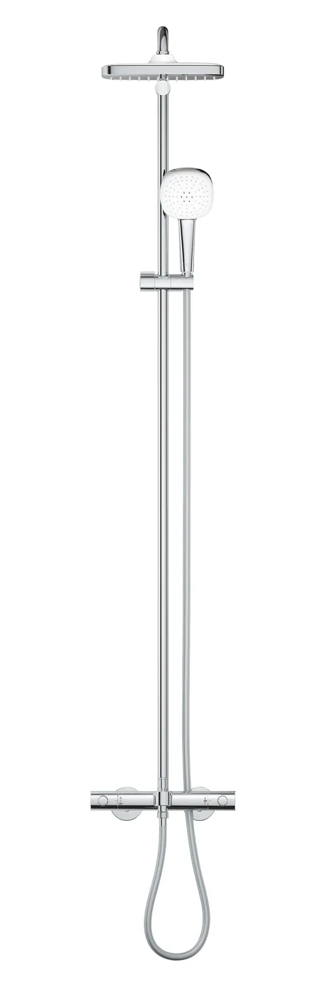 Set sistem de duș cu montaj pe perete Grohe Tempesta System 250 Cube cu baterie termostatică, duș fix și duș de mână pentru cadă (26691001)