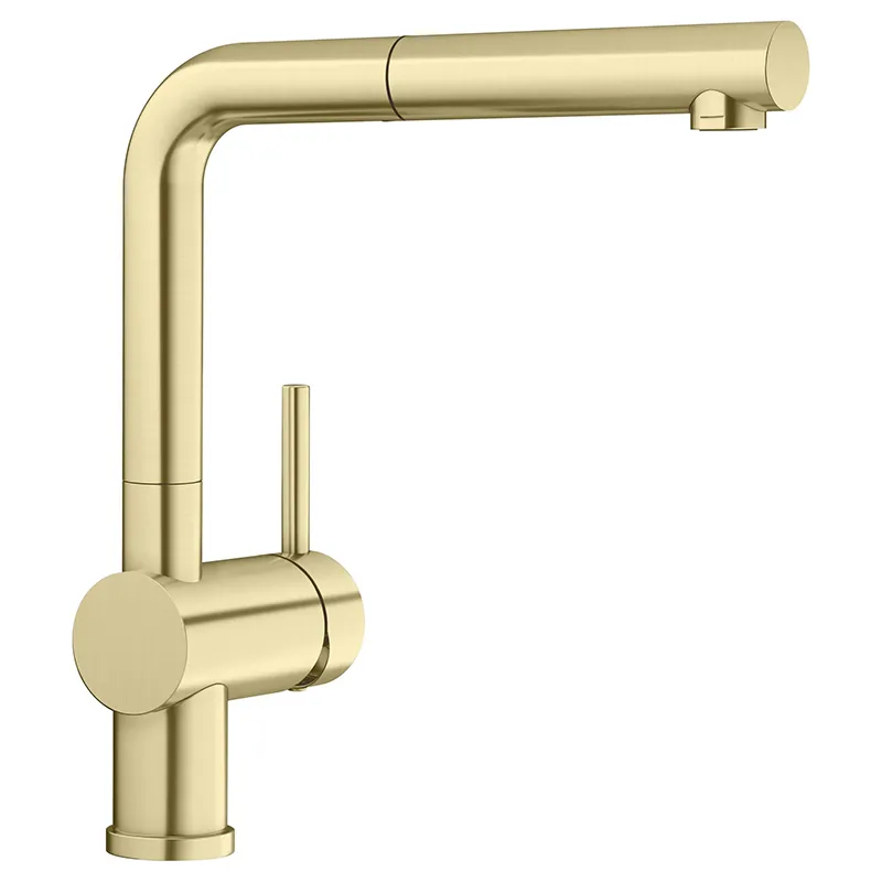 Baterie de bucătărie Blanco Linus-S RH HP (Satin Gold), presiune înaltă, cu pipă extractibilă