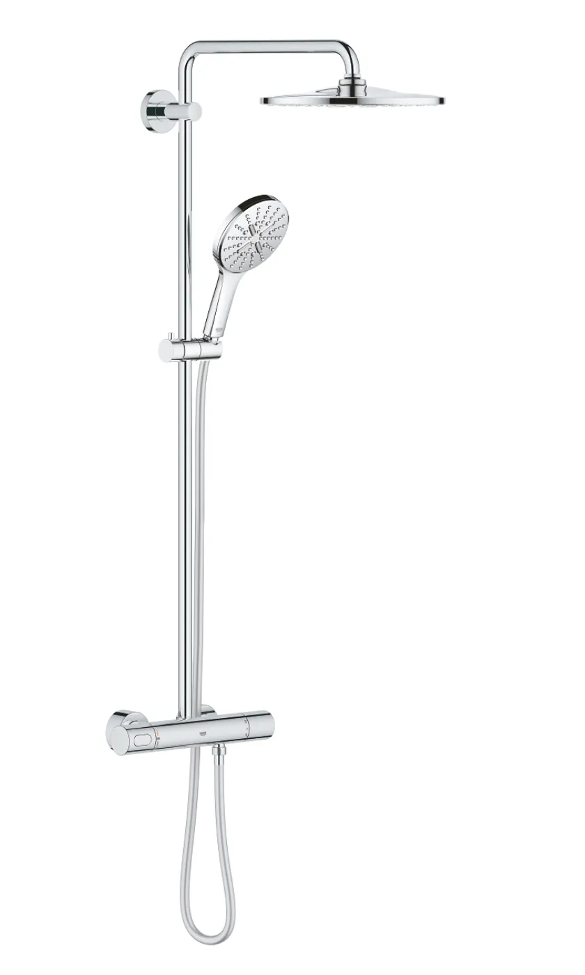 Set sistem de duș cu montaj pe perete Grohe Rainshower SmartActive 310 cu baterie termostatică, duș fix Rainshower Mono 310 și duș de mână Rainshower SmartActive 130 (26647000)