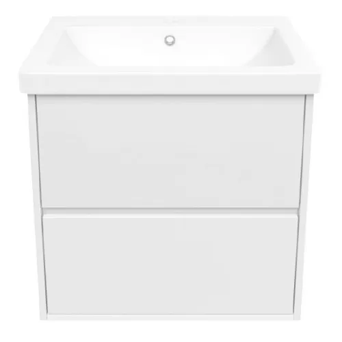 Lavoar cu dulap Volle Teo 65 cm alb lucios