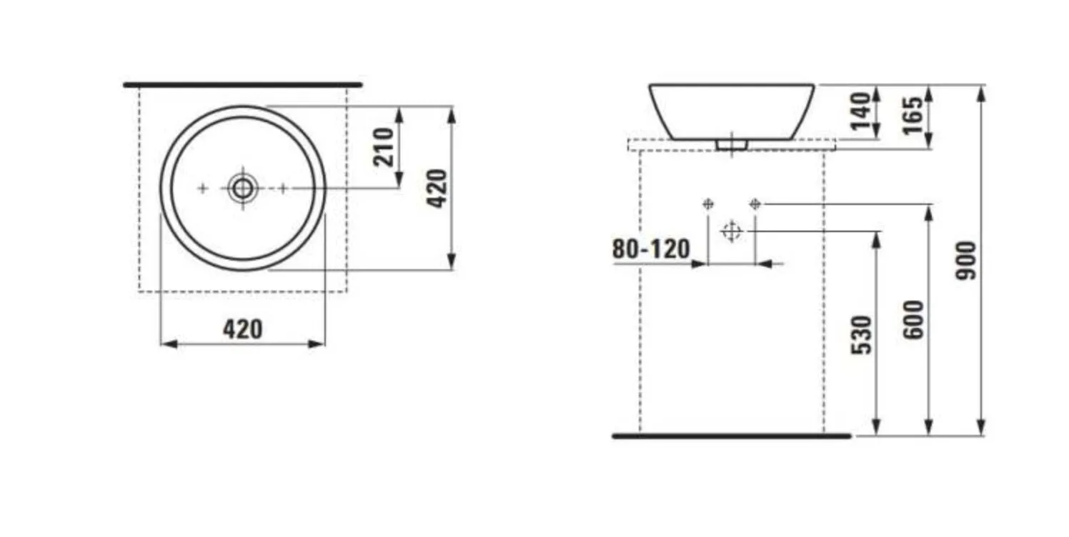 Lavoar de blat Laufen Pro B H8129620001091, 42 cm, alb, ceramică